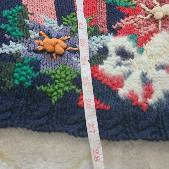 Vintage Crystal Kobe Santa Christmas Sweater Vest S M 80s Holiday Knit Candles - Picture 5 of 7